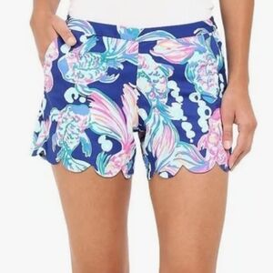Lily Pulitzer Going Coastal Print Scalloped Hem Shorts Size 2